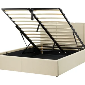 Almofada de Corpo Cama de casal com arrumação em tecido creme 140 x 200 cm DREUX