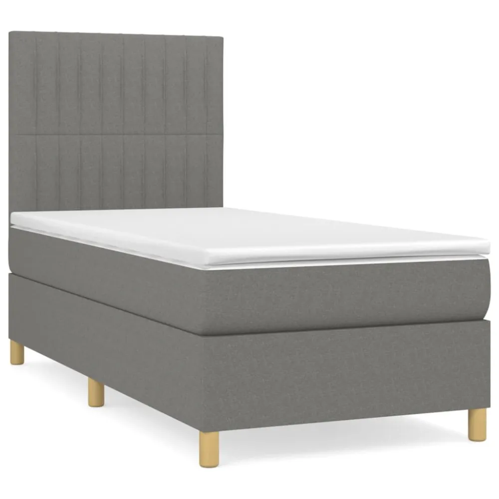 Anti-Alérgico Cama com molasemcolchão 80x200 cm tecido cinzento-escuro