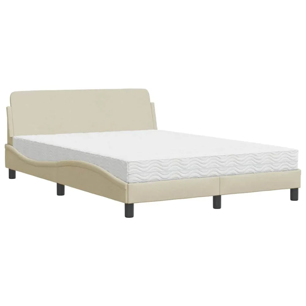 Cama com colchão 120x200 cm tecido cor creme | Hipoativante e Respirável