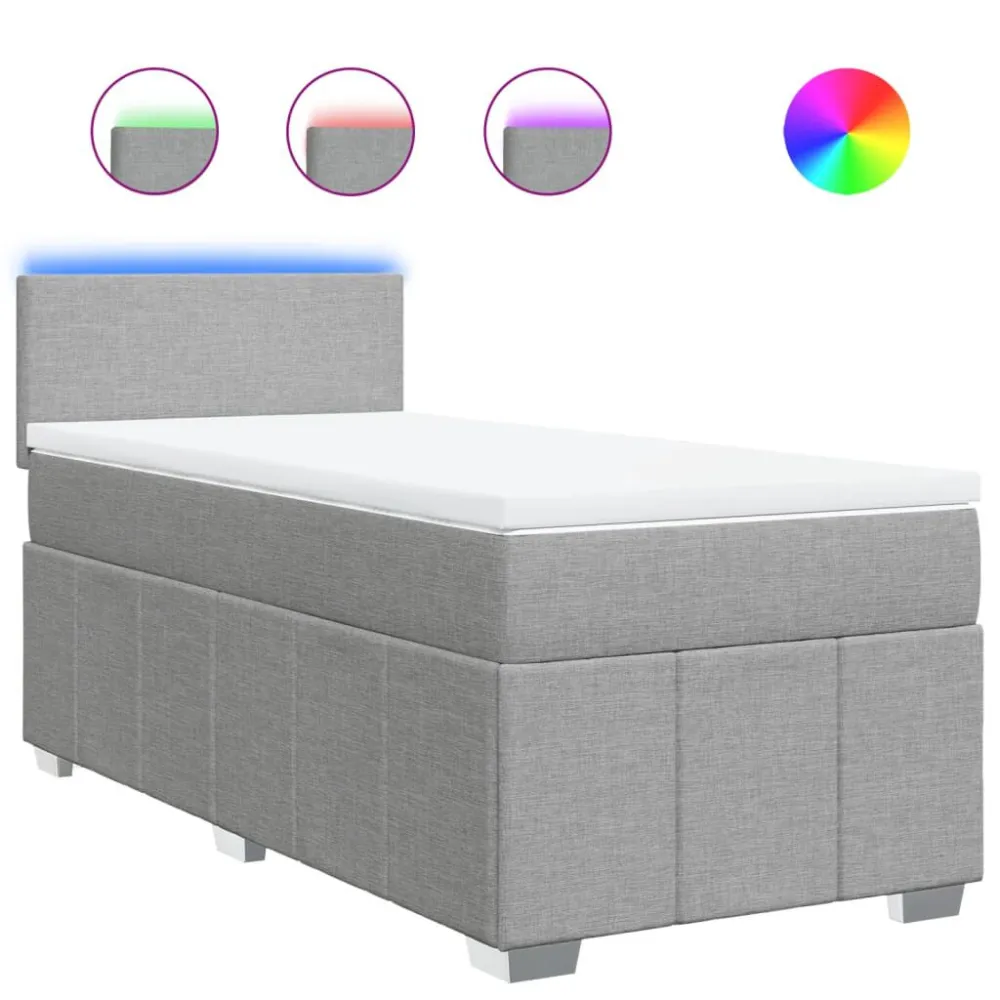 Cama com molasemcolchão 80x200 cm tecido cinza-claro | Suporte Cervical |