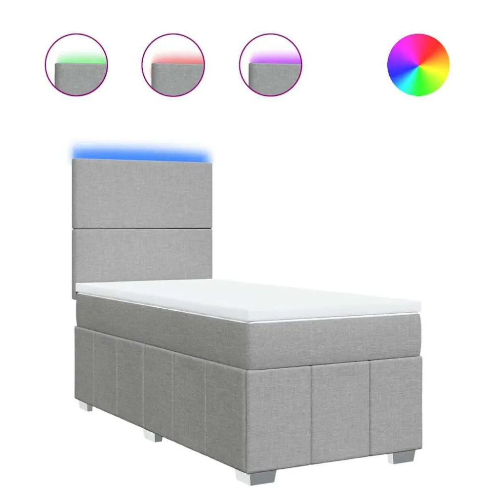 Cama com molasemcolchão 80x200 cm tecido cinza-claro para Pessoas Alérgicas