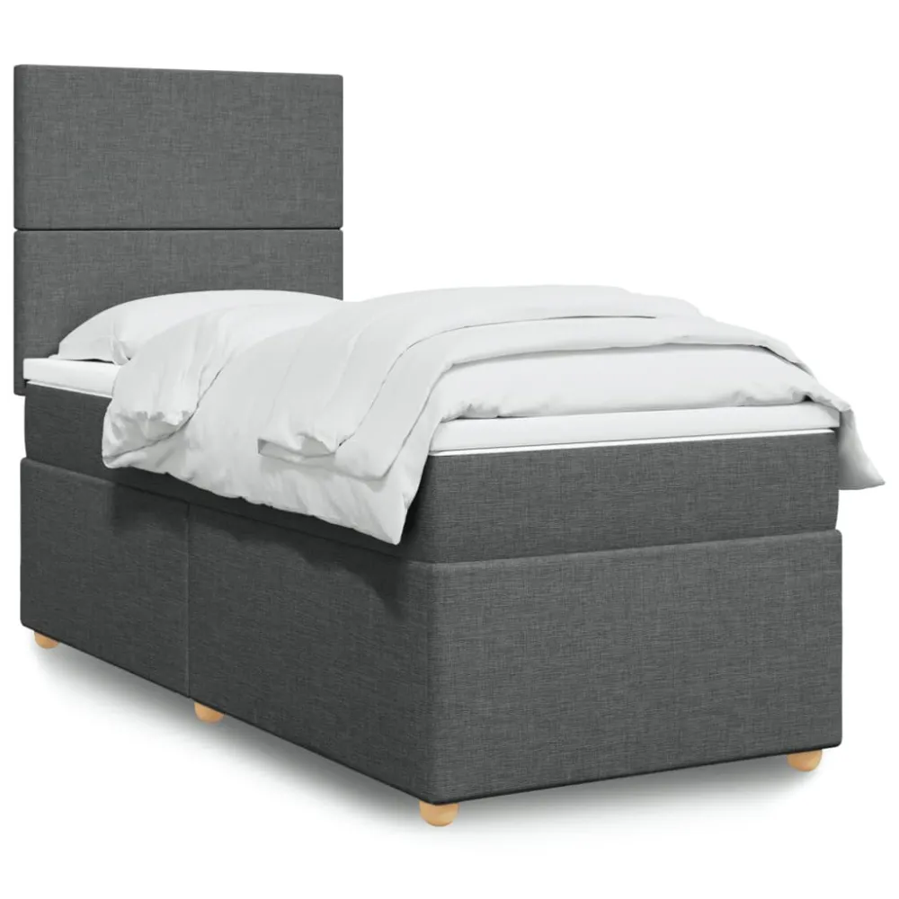 Cama com molasemcolchão 80x200 cm tecido cinzento-escuro | Suporte Cervical |