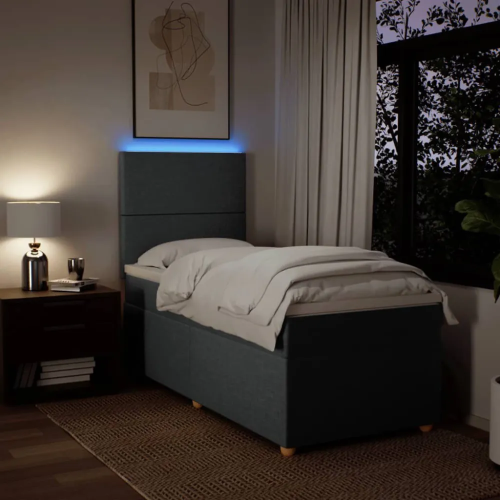 Cama com molasemcolchão 80x200 cm tecido cinzento-escuro | Suporte Cervical |