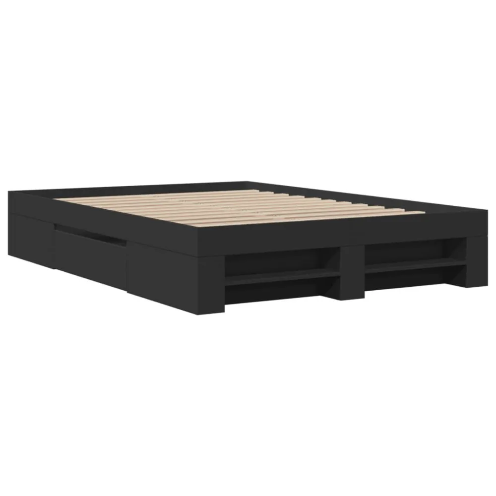 Estrutura de cama 120x200 cm derivados de madeira preto com Ajuste de Altura