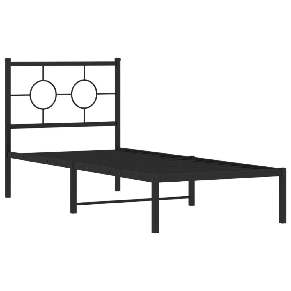 Estrutura de cama com cabeceira 80x200 cm metálico preto com Capa de Algodão
