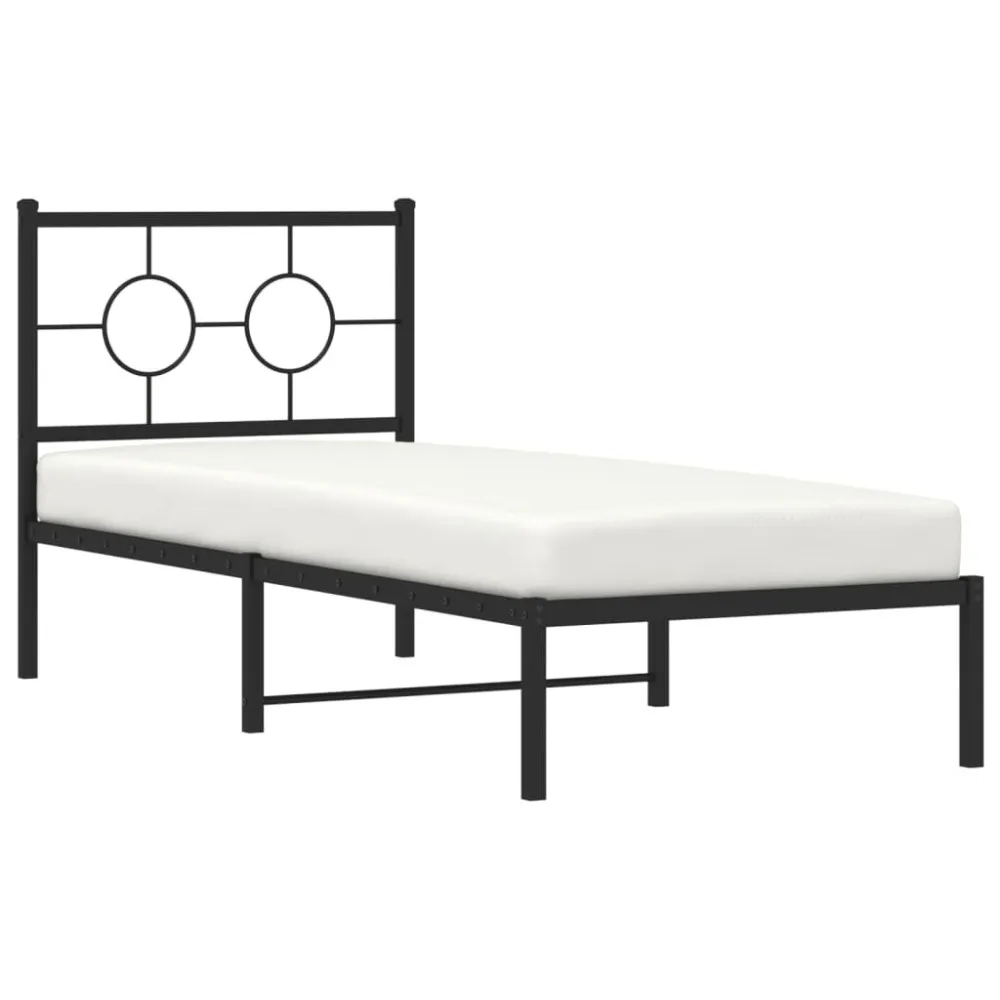 Estrutura de cama com cabeceira 80x200 cm metálico preto com Capa de Algodão
