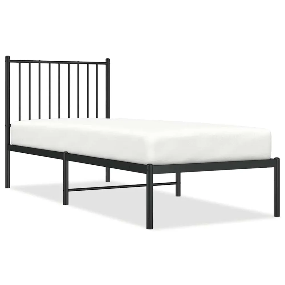 Estrutura de cama com cabeceira 80x200 cm metálico preto