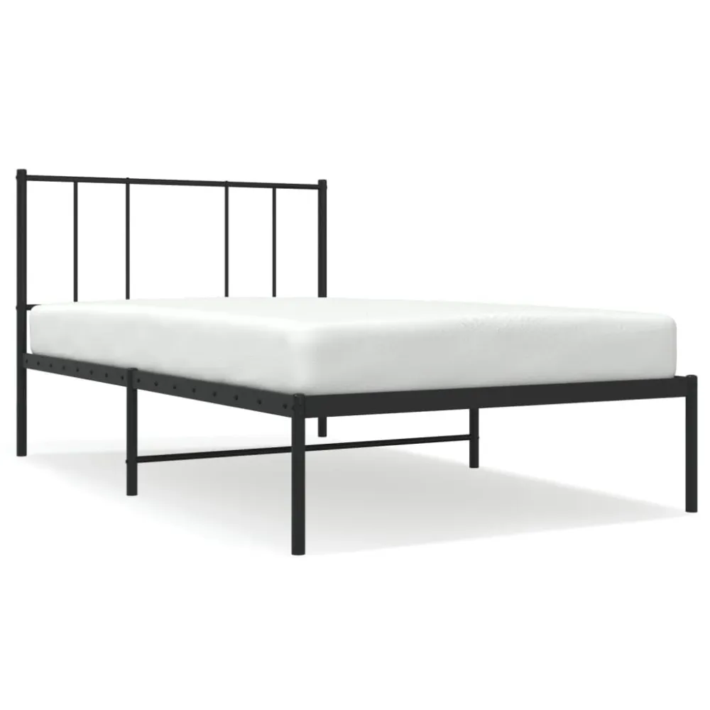 Estrutura de cama com cabeceira 80x200 cm metálico preto Com Certificação Oeko-Tex