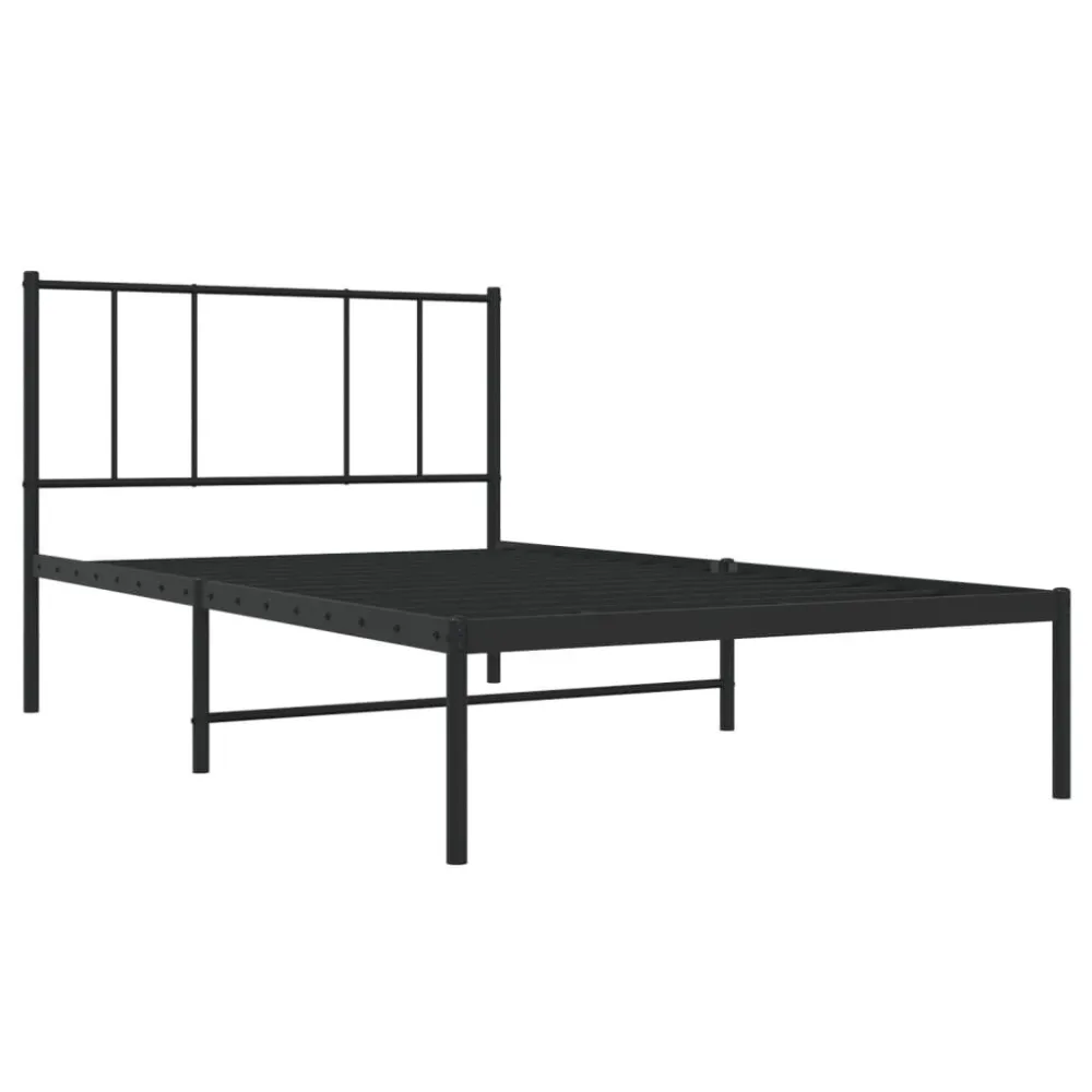 Estrutura de cama com cabeceira 80x200 cm metálico preto Com Certificação Oeko-Tex