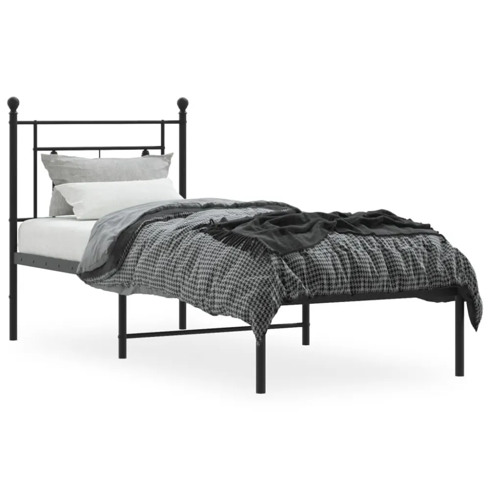 Estrutura de cama com cabeceira 80x200 cm metálico preto Com Certificação Oeko-Tex