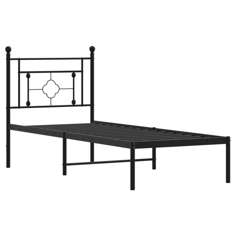 Estrutura de cama com cabeceira 80x200 cm metálico preto Com Certificação Oeko-Tex