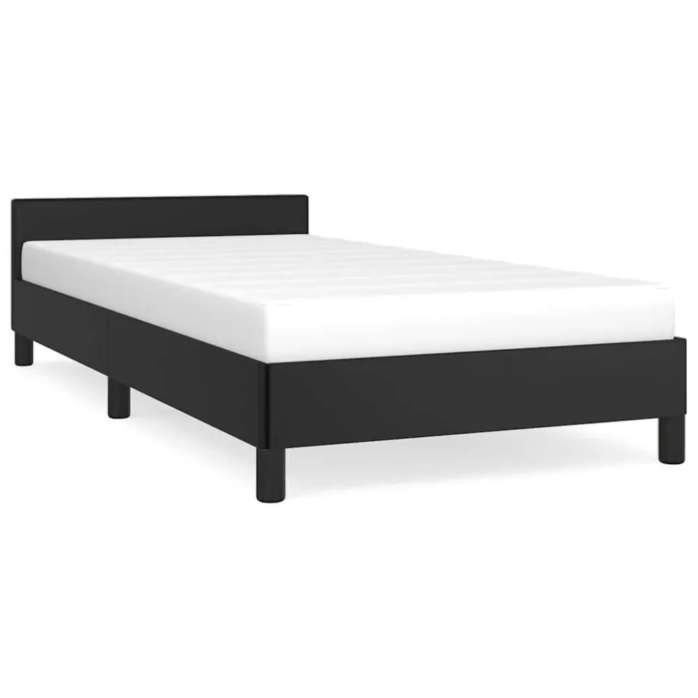 Estrutura cama com cabeceira sem colchão 80x200 cm preto para Recém-Nascidos