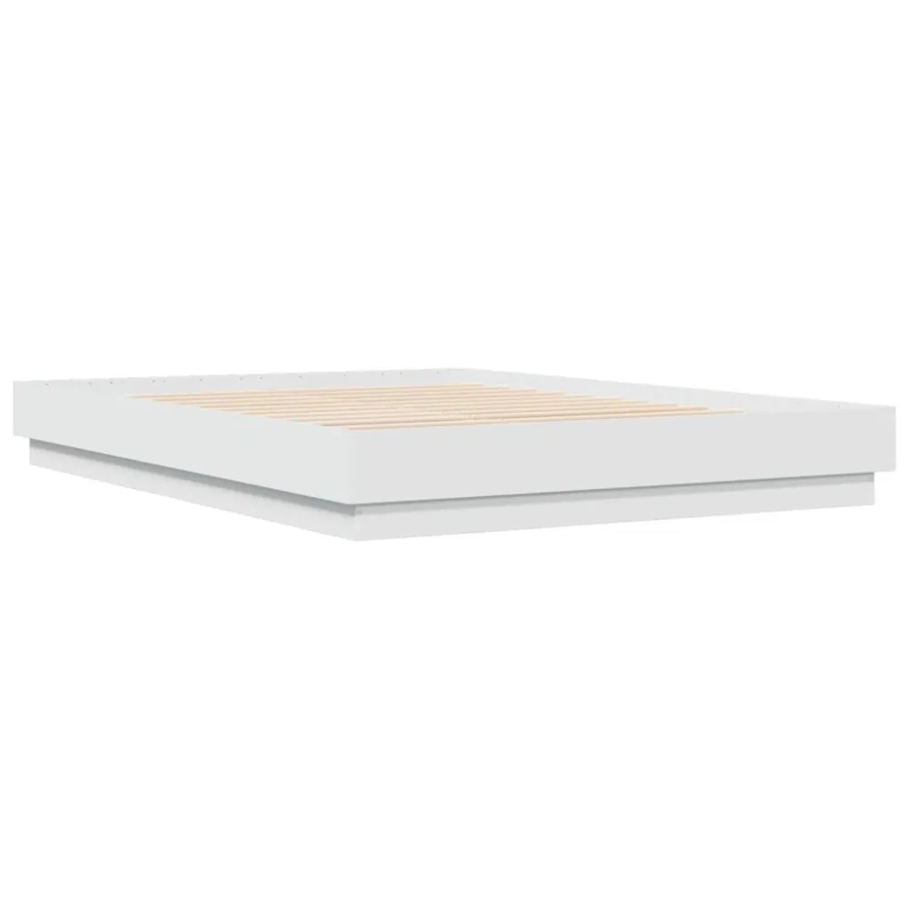 Estrutura de cama com luzes LED 120x200 cm branco com Ajuste de Altura