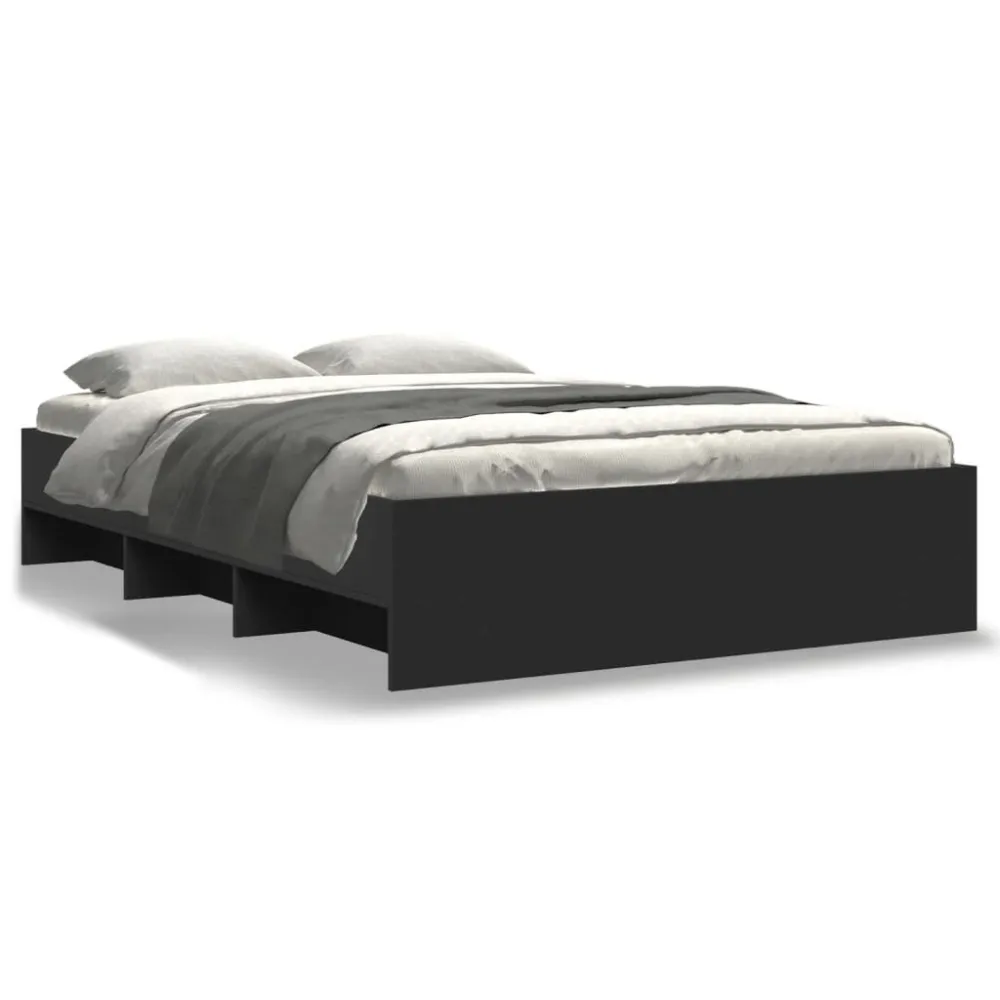 Viscoelástico Certificado Estrutura de cama 120x200 cm derivados de madeira preto