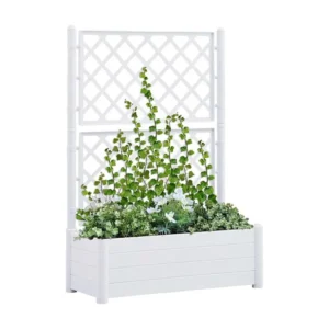 Vaso/floreira de jardim com treliç 100x43x142 cm PP branco Fácil Montagem