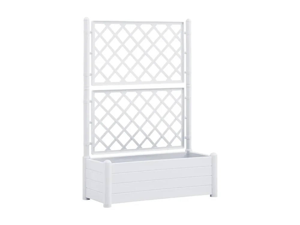 Vaso/floreira de jardim com treliç 100x43x142 cm PP branco Fácil Montagem