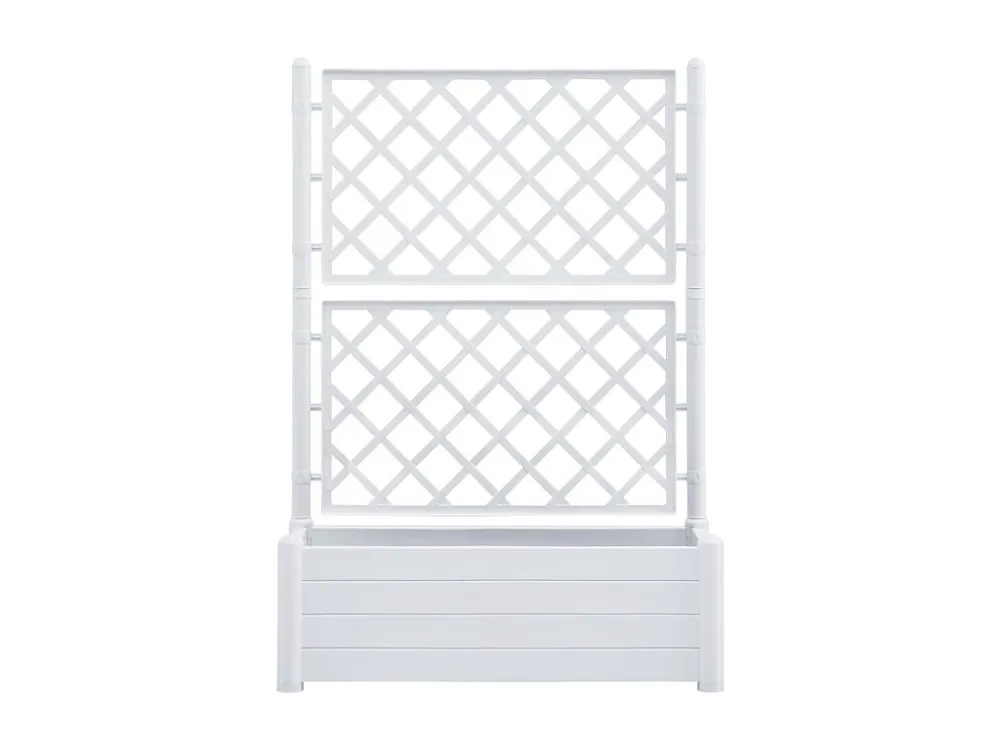 Vaso/floreira de jardim com treliç 100x43x142 cm PP branco Fácil Montagem