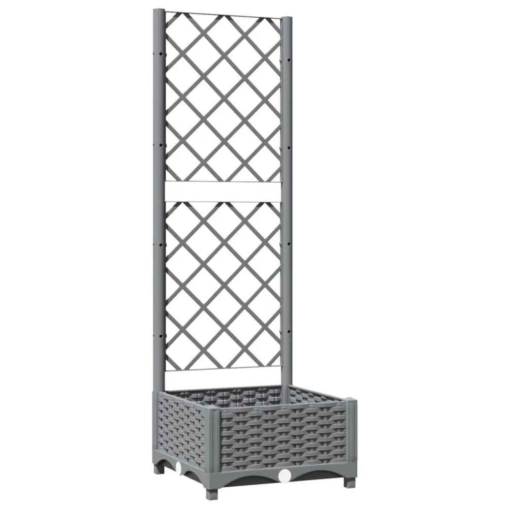 Vaso/floreira de jardim com treliç 40x40x121,5 cm PP branco Conjunto Completo