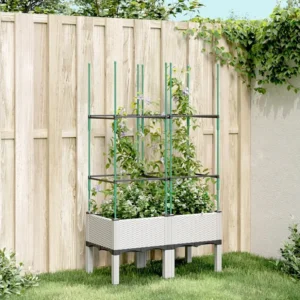 Vaso/floreira de jardim com treliç 80x40x142,5 cm PP branco 1.8m de Altura
