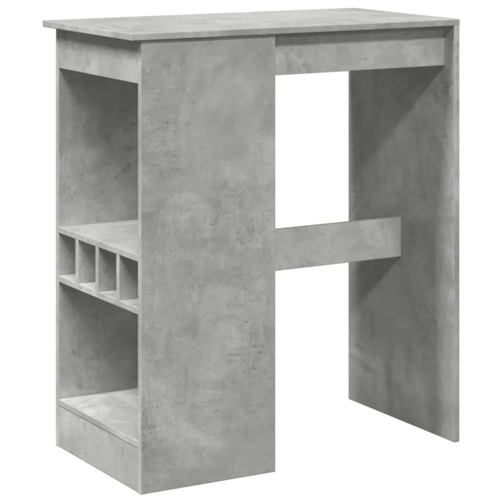 Mesa de bar com prateleiras derivados madeira cinzento cimento