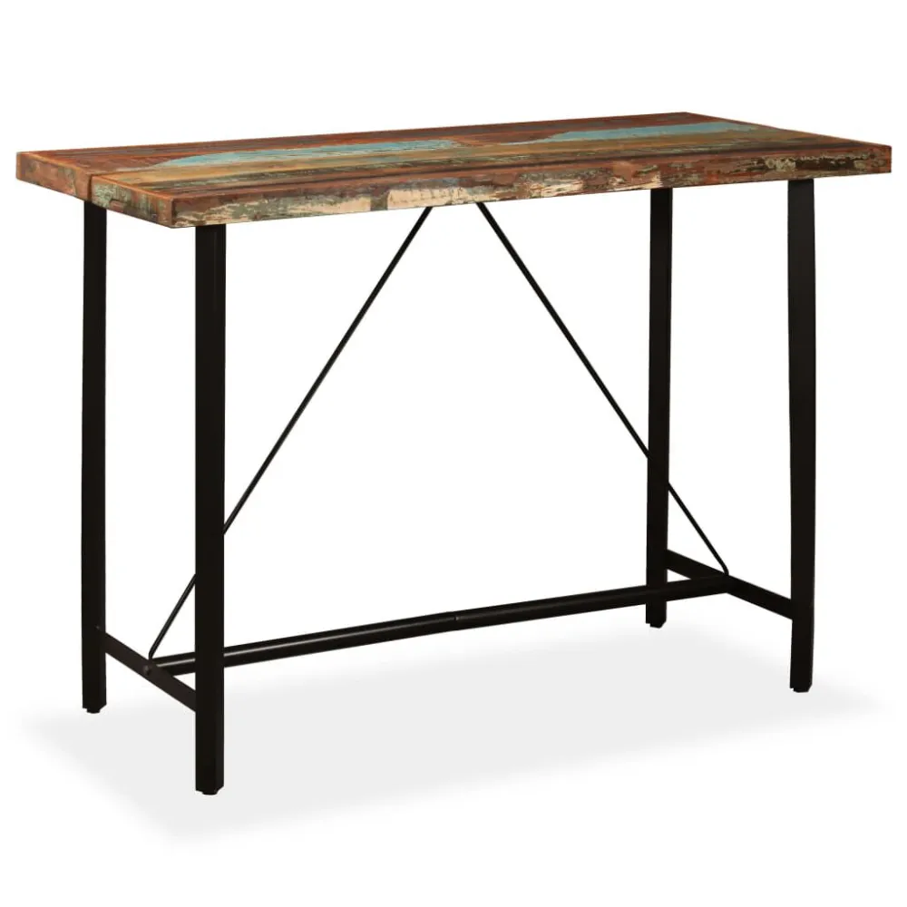 Mesa de bar em madeira reciclada maciç 150x70x107 cm