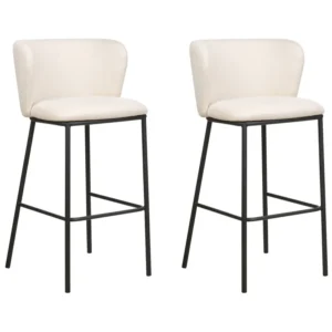 Banco de bar Conjunto de 2 Tecido Branco creme MINA