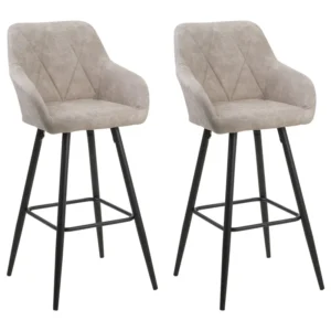 Banco de bar Conjunto de 2 Tecido Creme DARIEN