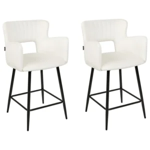 Banco de bar Conjunto de 2 Veludo Creme SANILAC