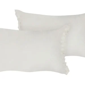 Conjunto de 2 almofadas decorativas em linho branco-creme 30 x 45 cm SASSAFRAS