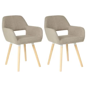Conjunto de 2 cadeiras estofadas em taupe CHICAGO