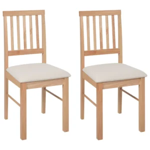 Conjunto de 2 cadeiras de jantar em madeira clara e creme evidente ORONO