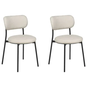 Conjunto de 2 cadeiras de jantar em tecido creme evidente CASEY