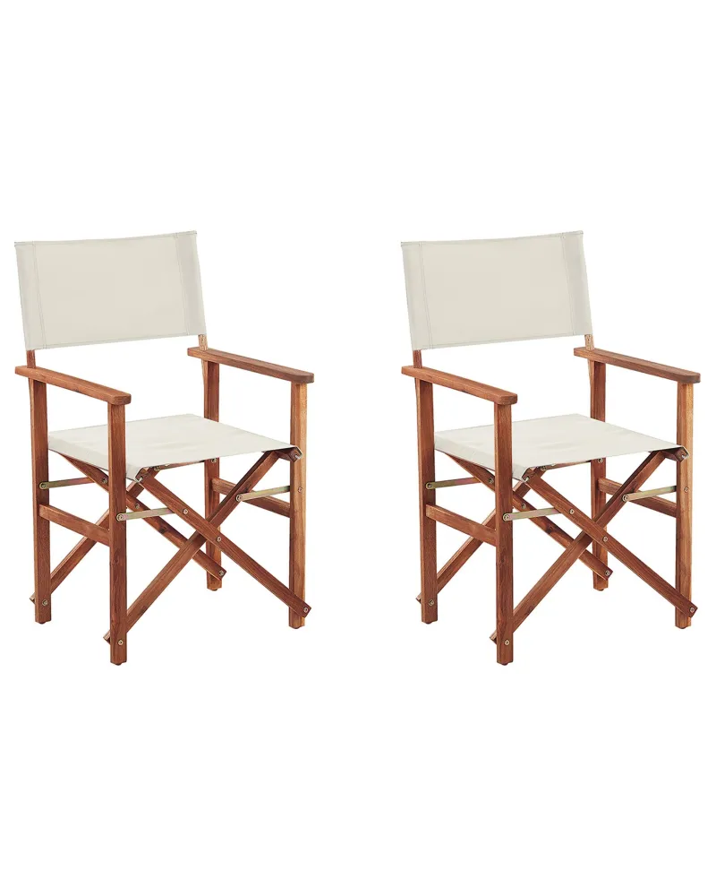 Conjunto de 2 cadeiras de jardim CINE Madeira de acácia Branco creme