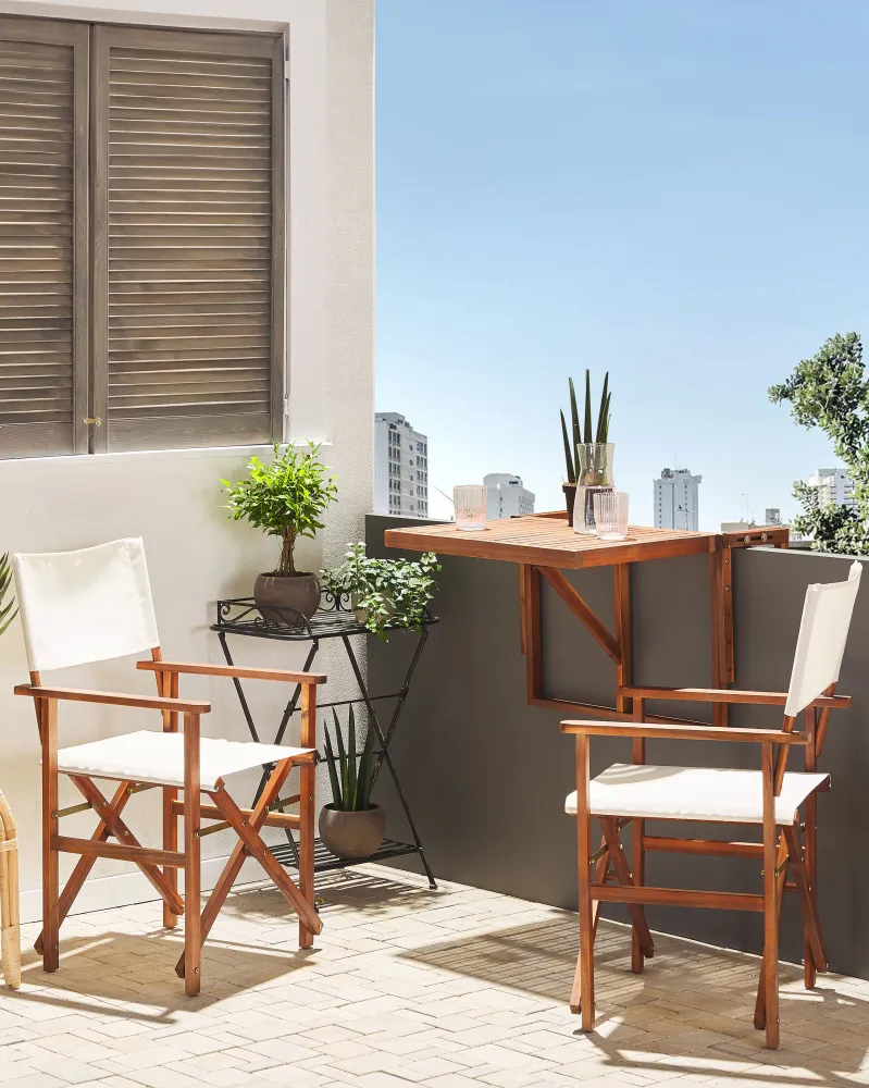 Conjunto de 2 cadeiras de jardim CINE Madeira de acácia Branco creme