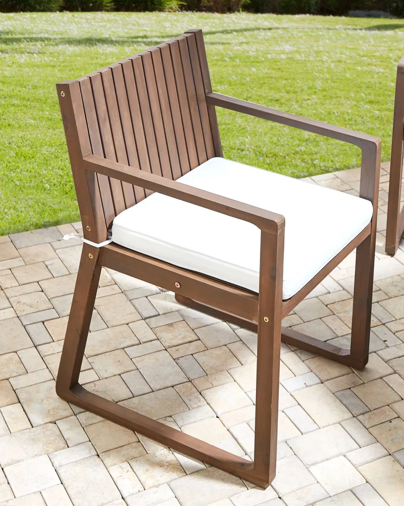 Conjunto de 8 cadeiras de jardim com almofadas SASSARI Madeira de acácia Branco creme
