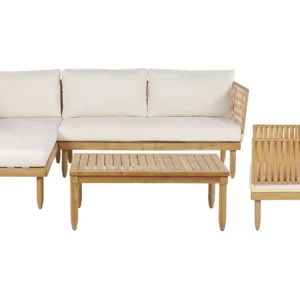 Conjunto lounge CREMONA Madeira de acácia Branco creme Direito