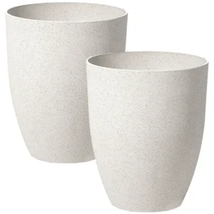Conjunto de 2 vasos em pedra branca creme 35 x 35 x 42 cm CROTON