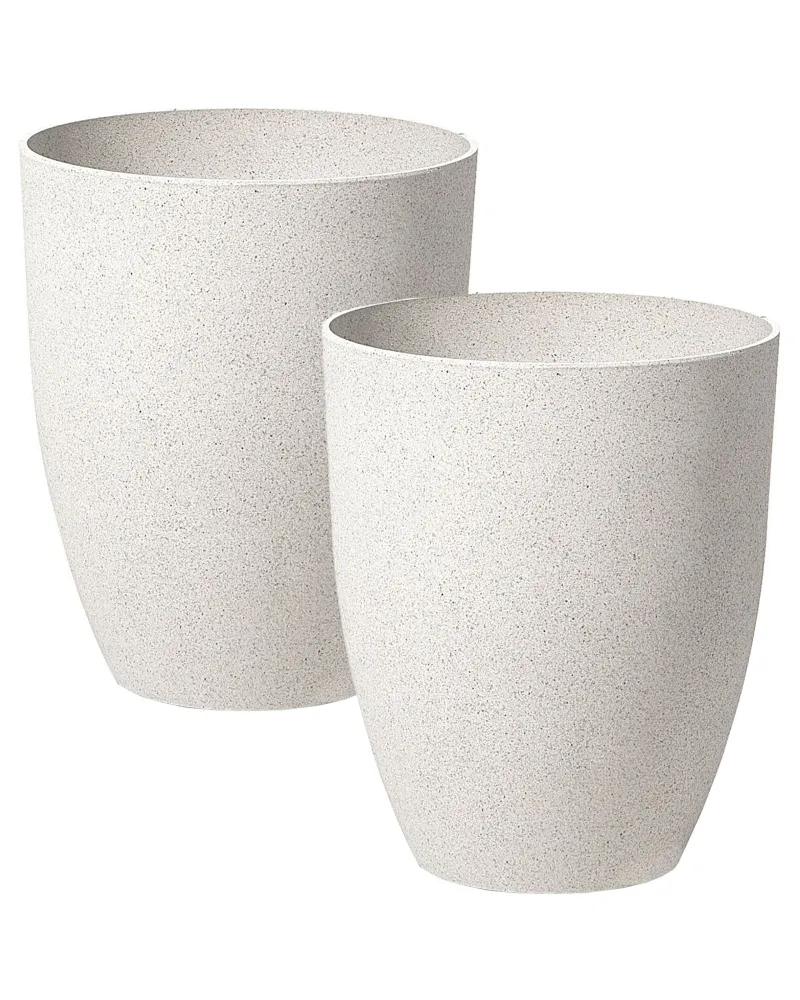 Conjunto de 2 vasos em pedra branca creme 35 x 35 x 42 cm CROTON