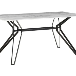 Dining Table Vidro Top 160 x 90 cm Marble Effect Black BALLINA