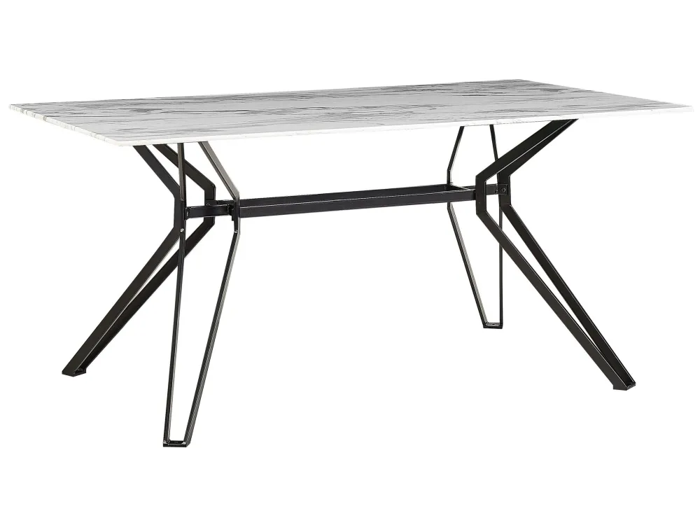 Dining Table Vidro Top 160 x 90 cm Marble Effect Black BALLINA