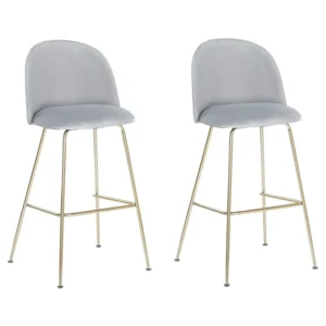 Bar Chair Set 2 Veludo Light Grey ARCOLA
