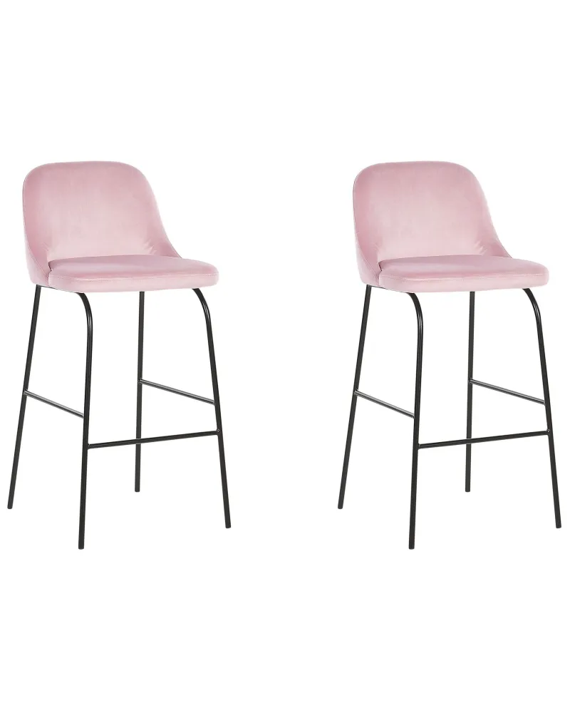 Bar Chair Set 2 Veludo Pink NEKOMA