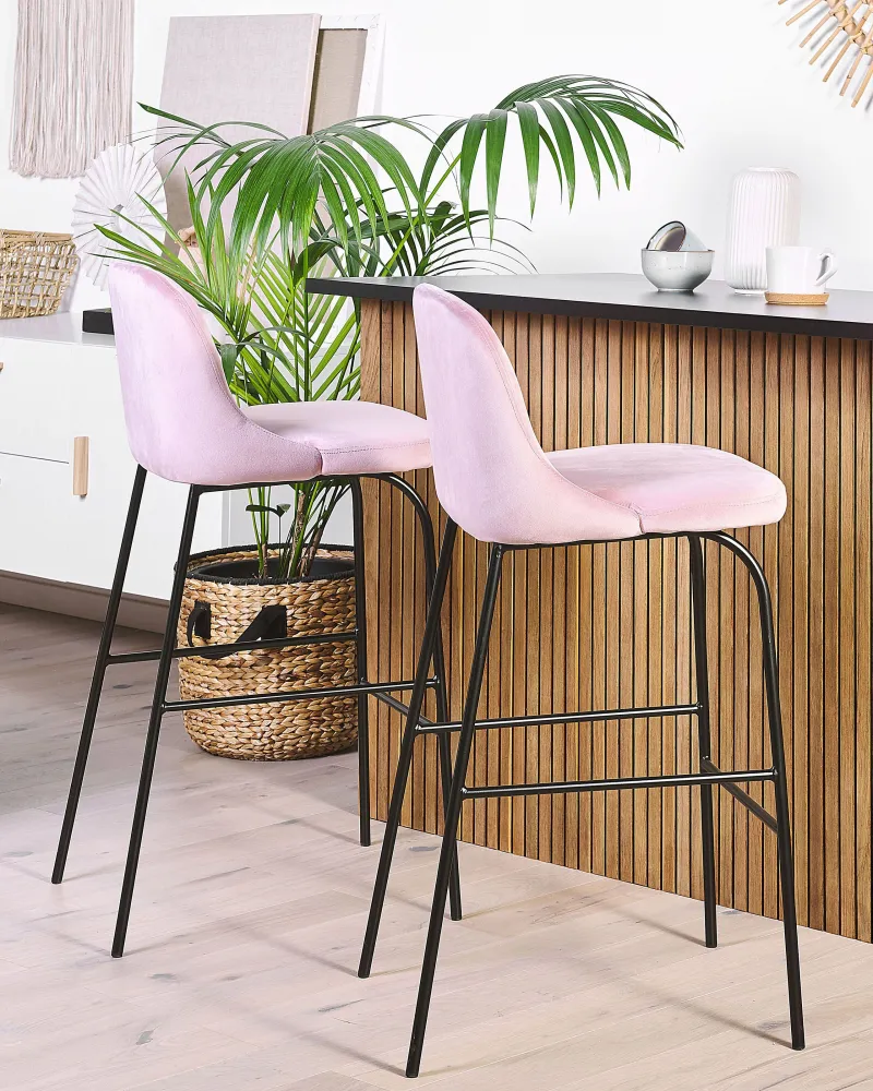 Bar Chair Set 2 Veludo Pink NEKOMA