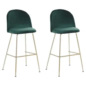 Bar Chair Set 2 Velvet Emerald Verde ARCOLA