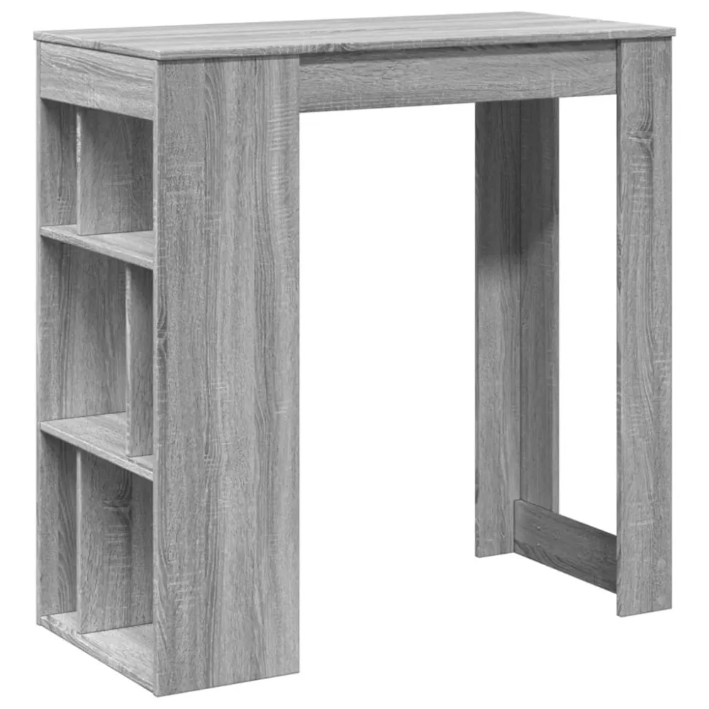 Mesa de bar com prateleiras derivados de madeira cinzento sonoma