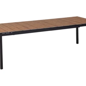 Extending Aluminium Garden Dining Table 198/248 x 90 cm Light Wood TOFANE