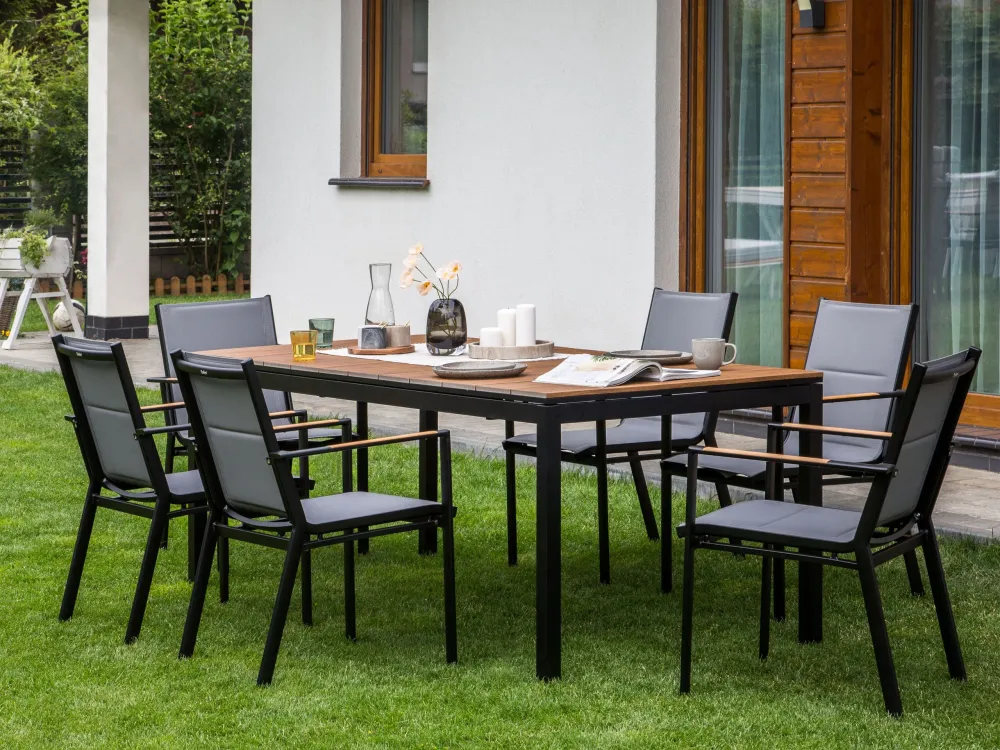 Extending Aluminium Garden Dining Table 198/248 x 90 cm Light Wood TOFANE