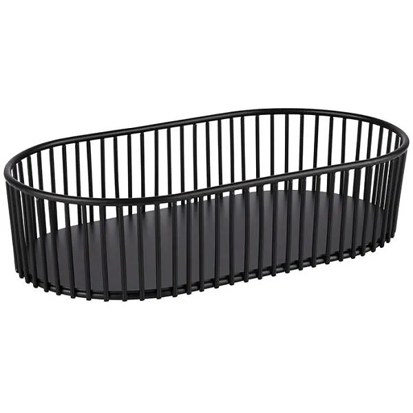 Cesto APS, 29 x 16 cm, altura: 7 cm, oval, metálico, preto, 30337
