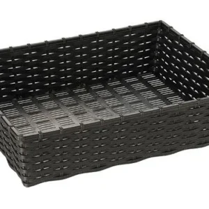 Cesto APS -WICKER-LOOK-, 39,5 x 29,5 cm, altura: 10 cm, polipropileno, preto, 40212