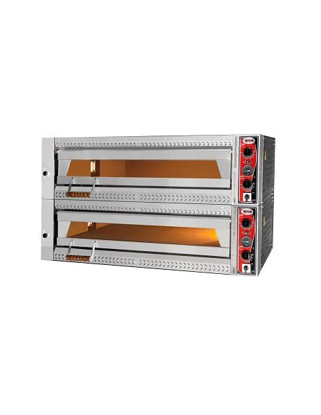 Forno de pizza GMG Maxima V, 9+9x Ø 35cm, 24 kW 400V, empilhável, totalmente em tijolo refractário, 2 câmaras de cozedura,...